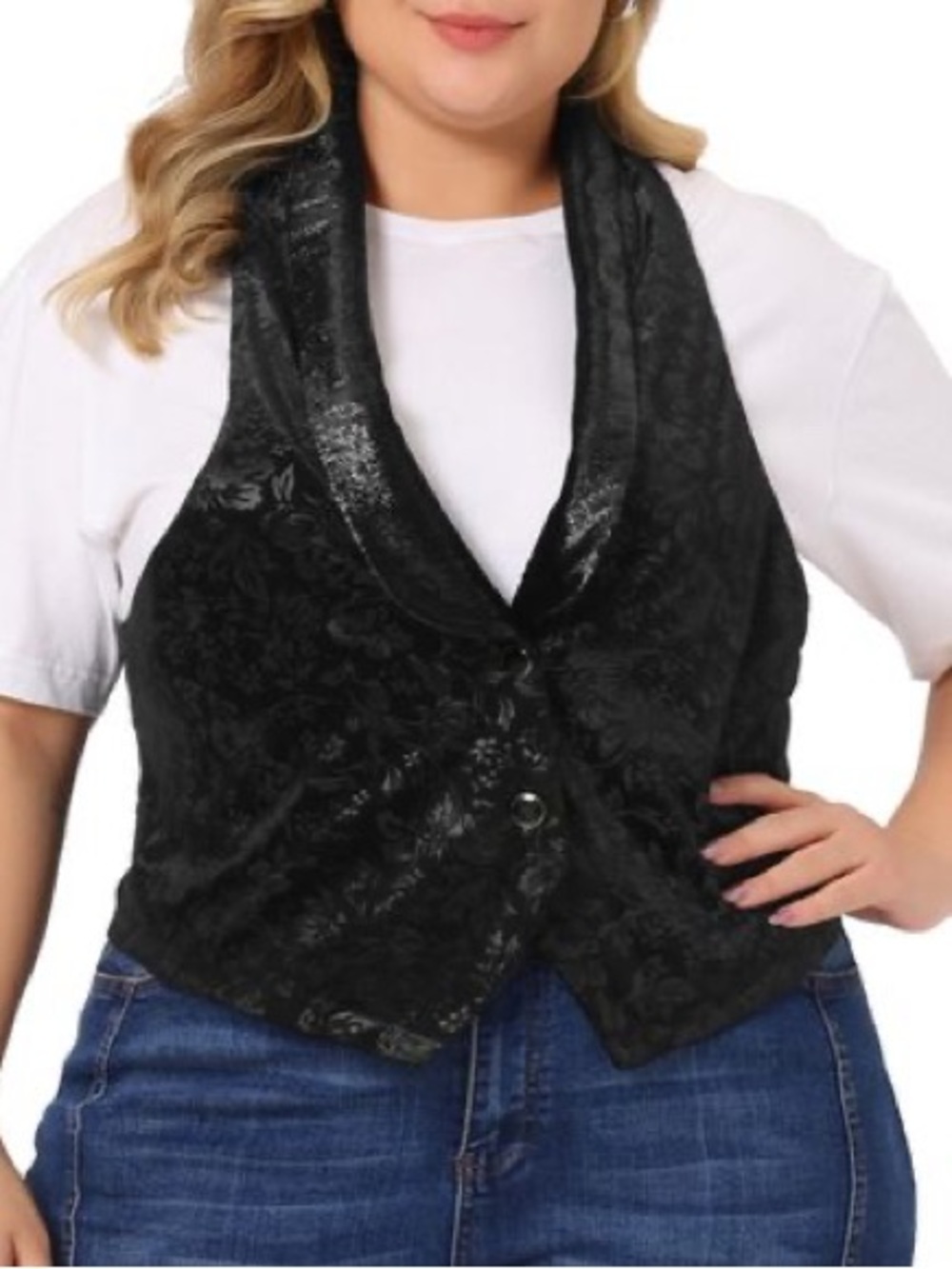 Black Shawl Collar Vest - Women